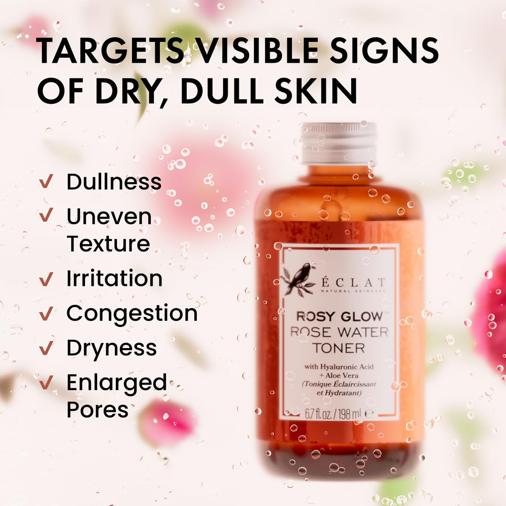 Eclat Skincare label close-up highlighting ingredients and alcohol-free benefit