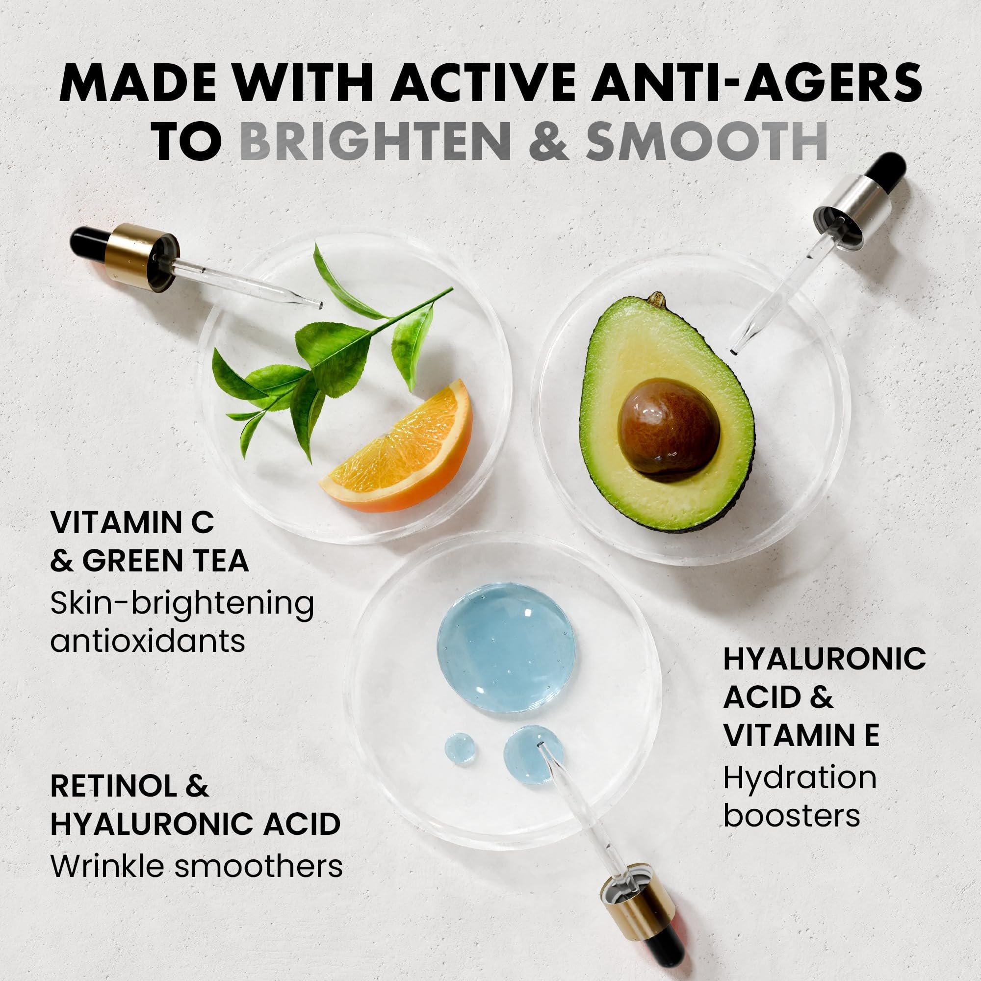Eclat Skincare vitamin C bottle label visible for brightness and antioxidant support