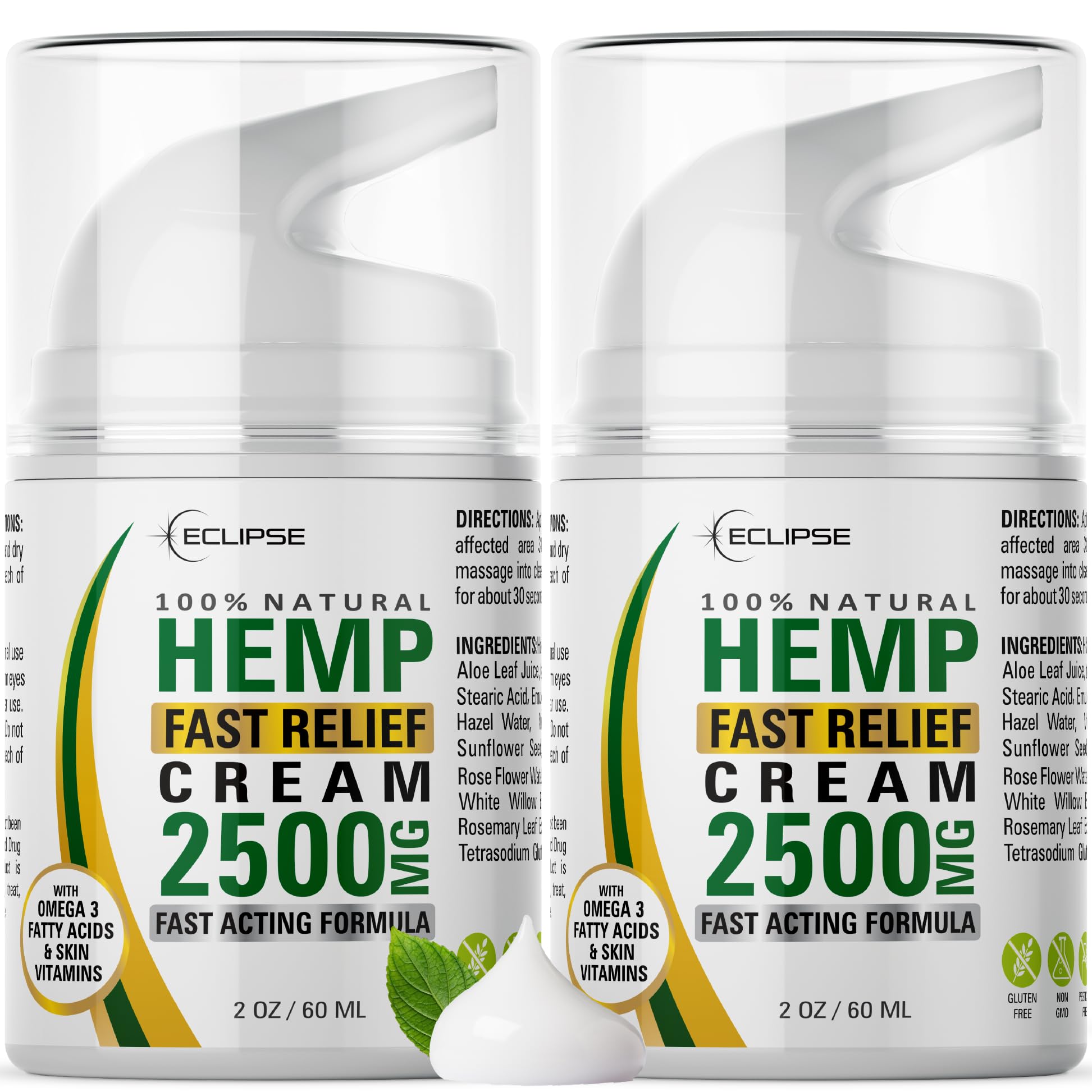 Eclipse Hemp cream front packaging showcasing clean label and 2-pack convenience