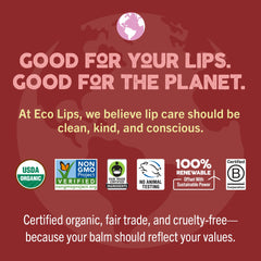 Eco Lips jar next to coin showing compact travel-friendly size