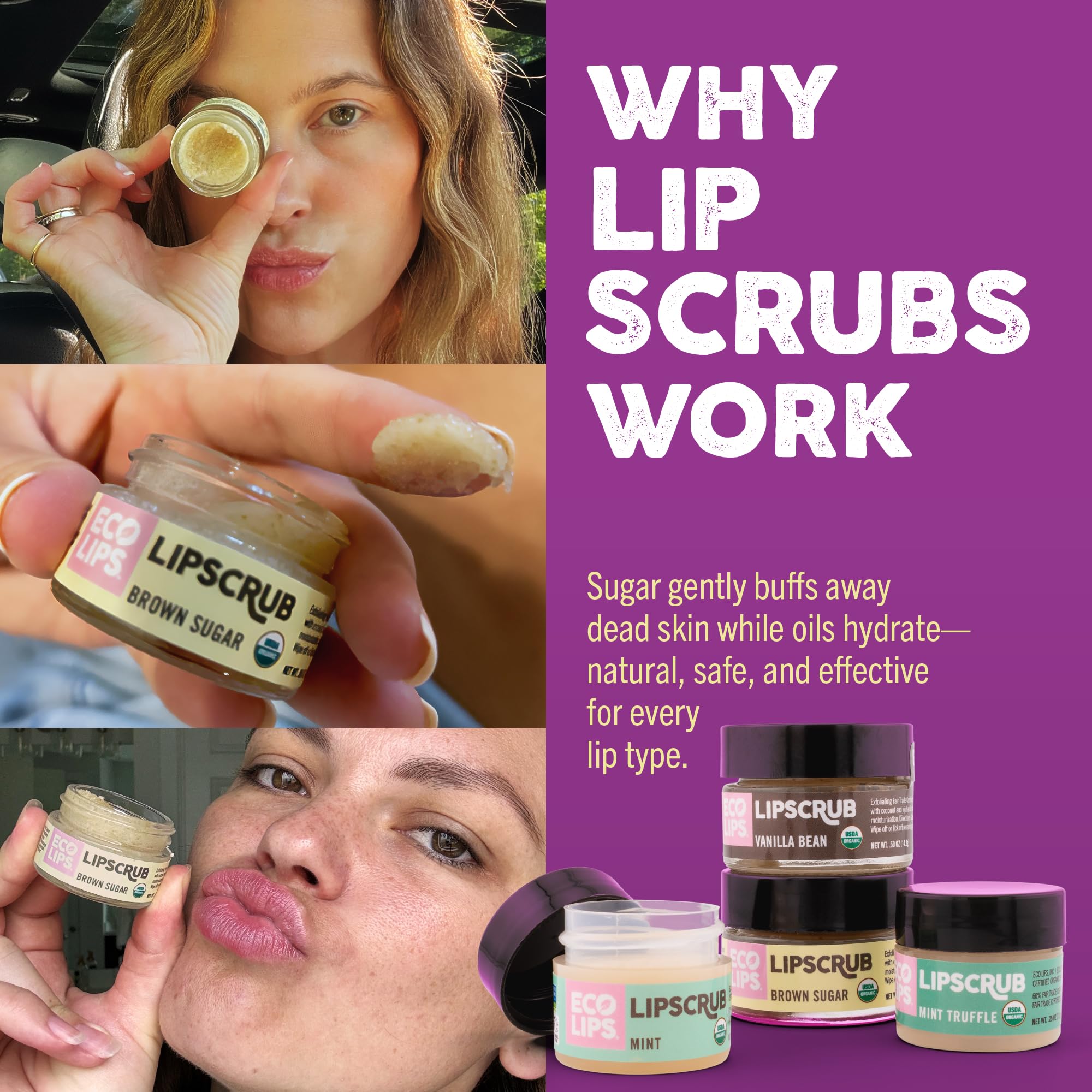 Eco Lips label close-up showing organic and fair-trade details