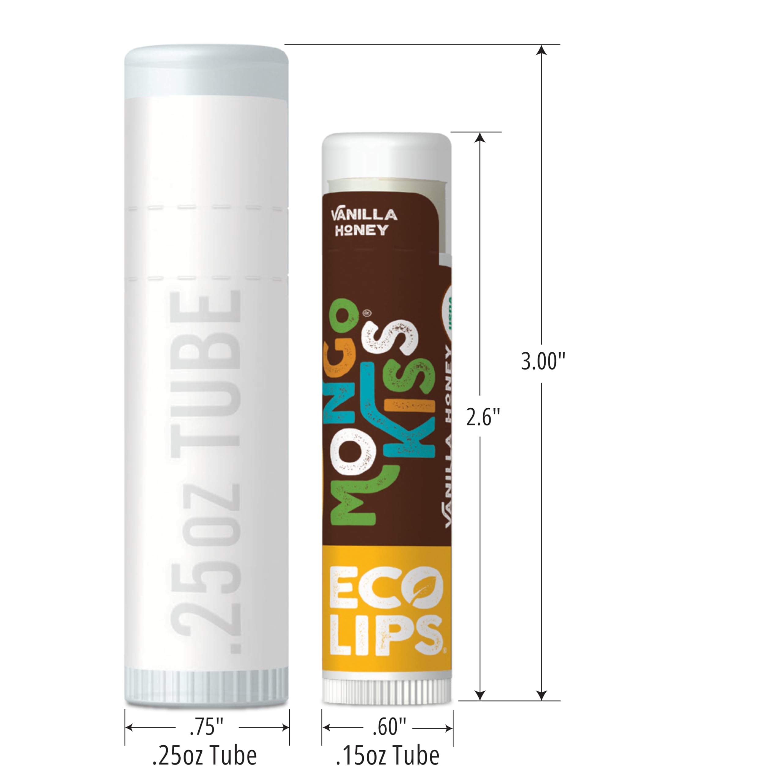 Eco Lips Mongo Kiss single closed tube highlighting compact design for easy carry