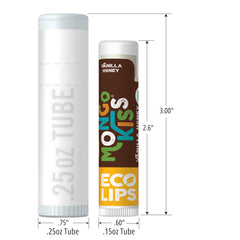 Eco Lips Mongo Kiss single closed tube highlighting compact design for easy carry