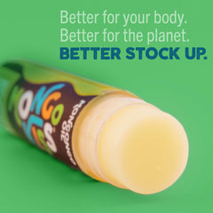 Eco Lips Mongo Kiss tube recycled symbol close-up showing sustainable packaging benefit