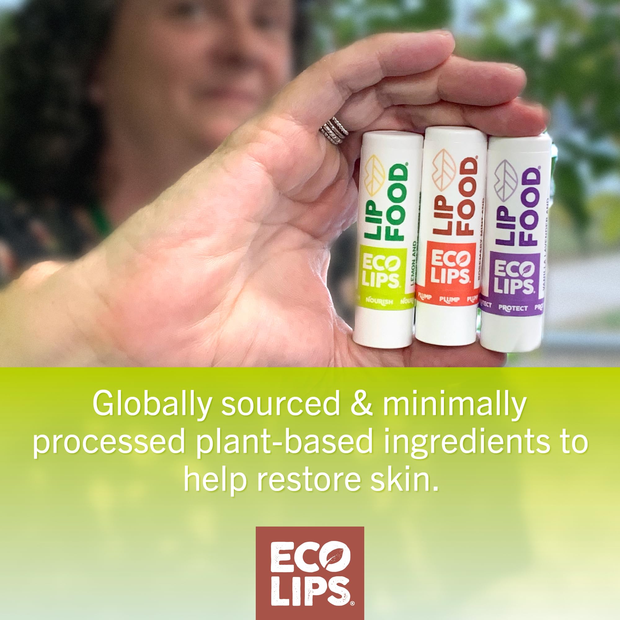 Eco Lips Nourish close-up displaying texture and lemon-spirulina benefit