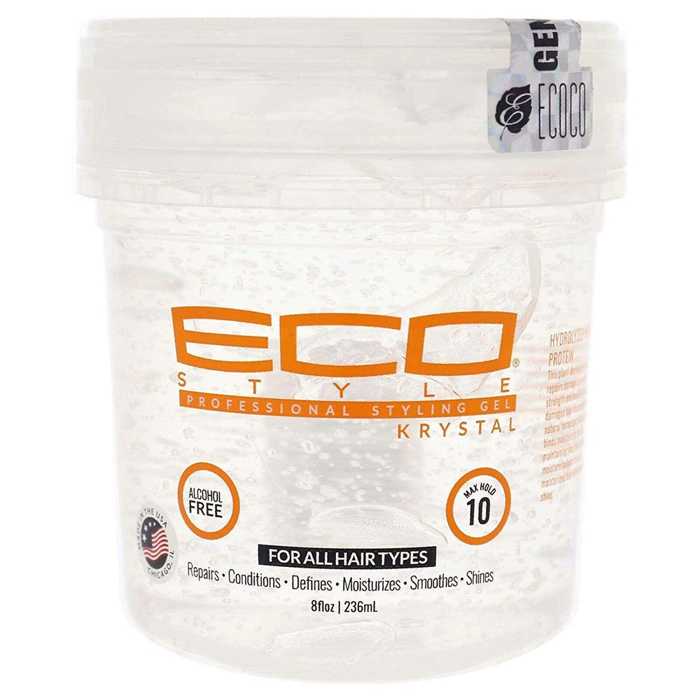 Eco Style Krystal front jar showing clear gel and high-gloss benefit