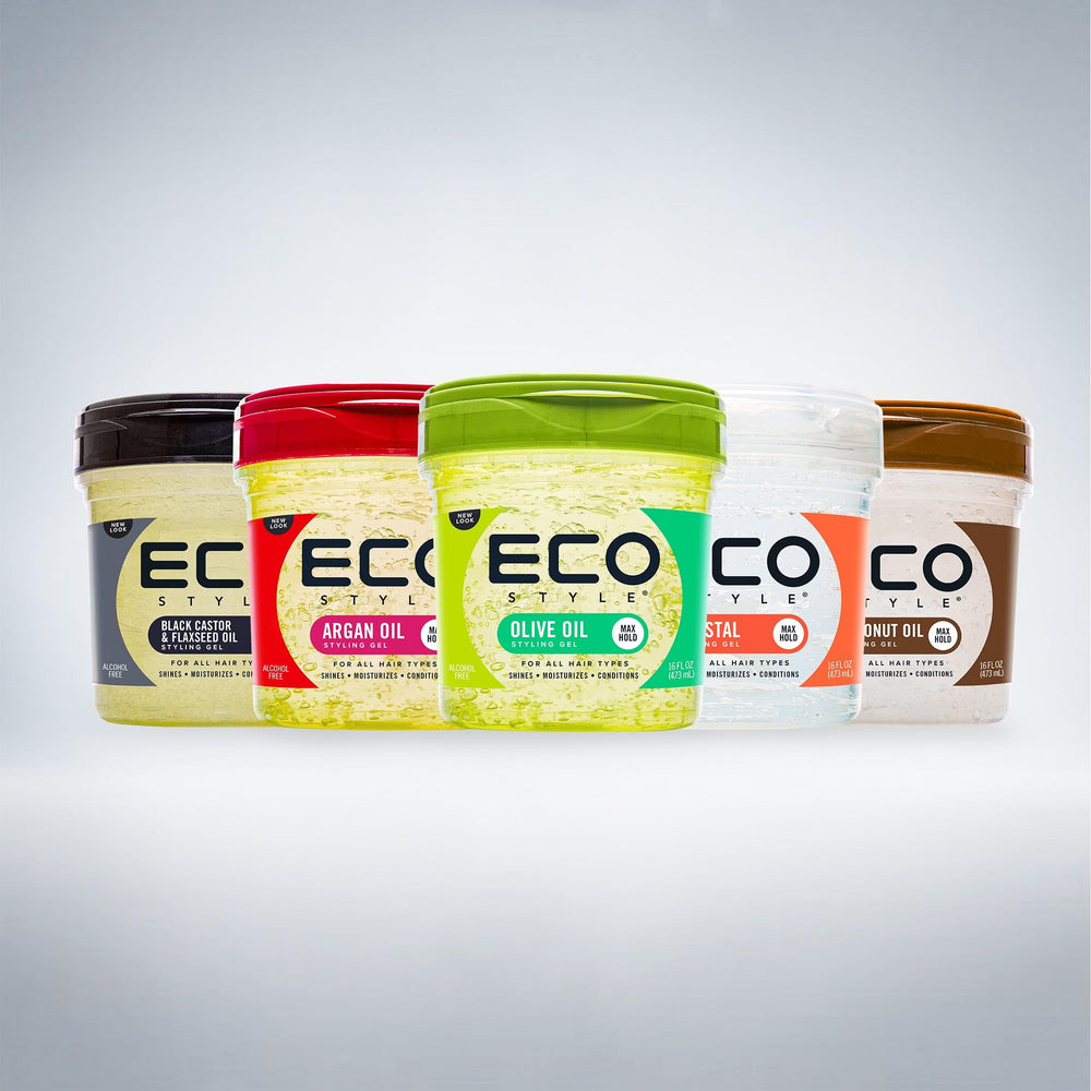 Eco Style ingredient label highlighting black castor and flaxseed benefits