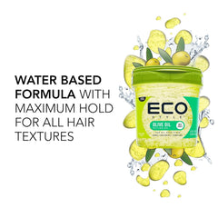 Eco Style gel applied to hair demonstrating shine and frizz control