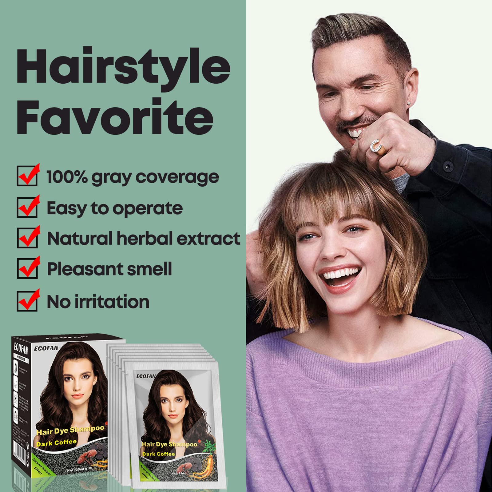 ECOFAN after rinse styled dark coffee color with natural shine