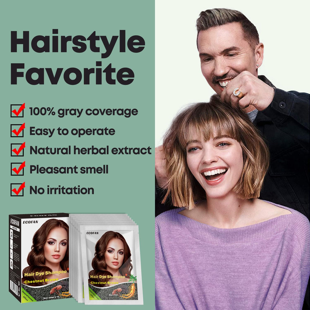 ECOFAN after rinse hair looking smoother and richer chestnut brown color