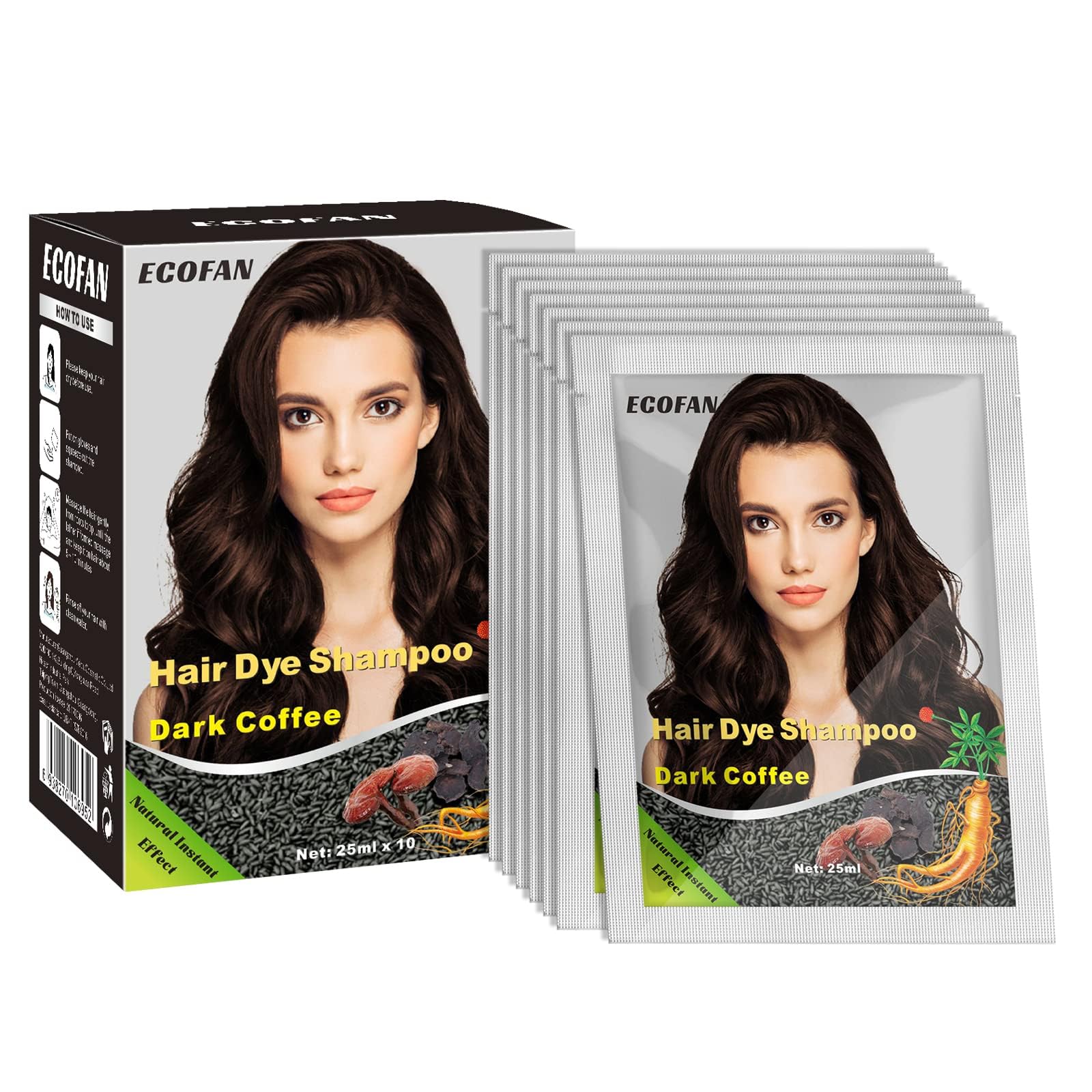 ECOFAN front packaging showing Dark Coffee shade and benefits
