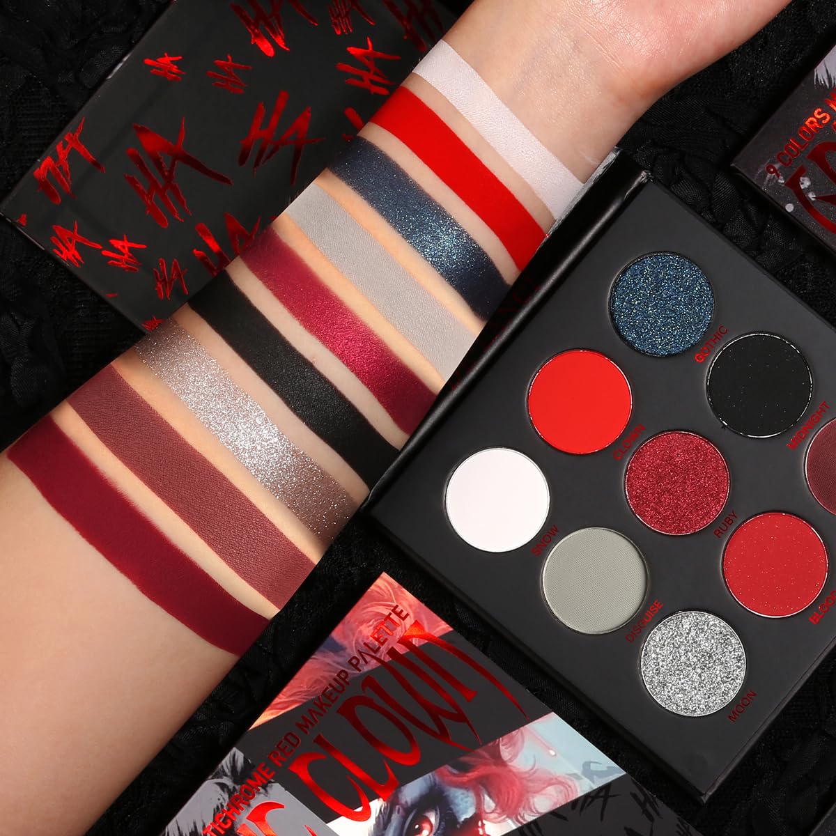 ecofavor front view of nine-shade palette showing color range and portability