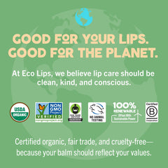 Close-up of Eco Lips tube cap and applicator for smooth, easy application