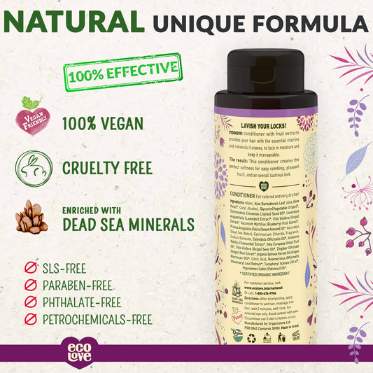 ecoLove label close-up highlighting natural ingredients and certifications