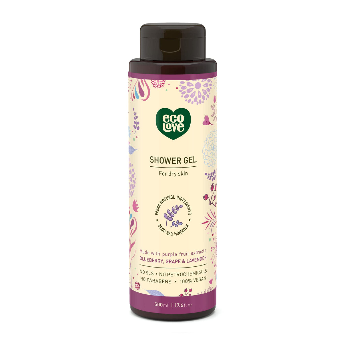 ecoLove front packaging showing blueberry grape lavender and benefits