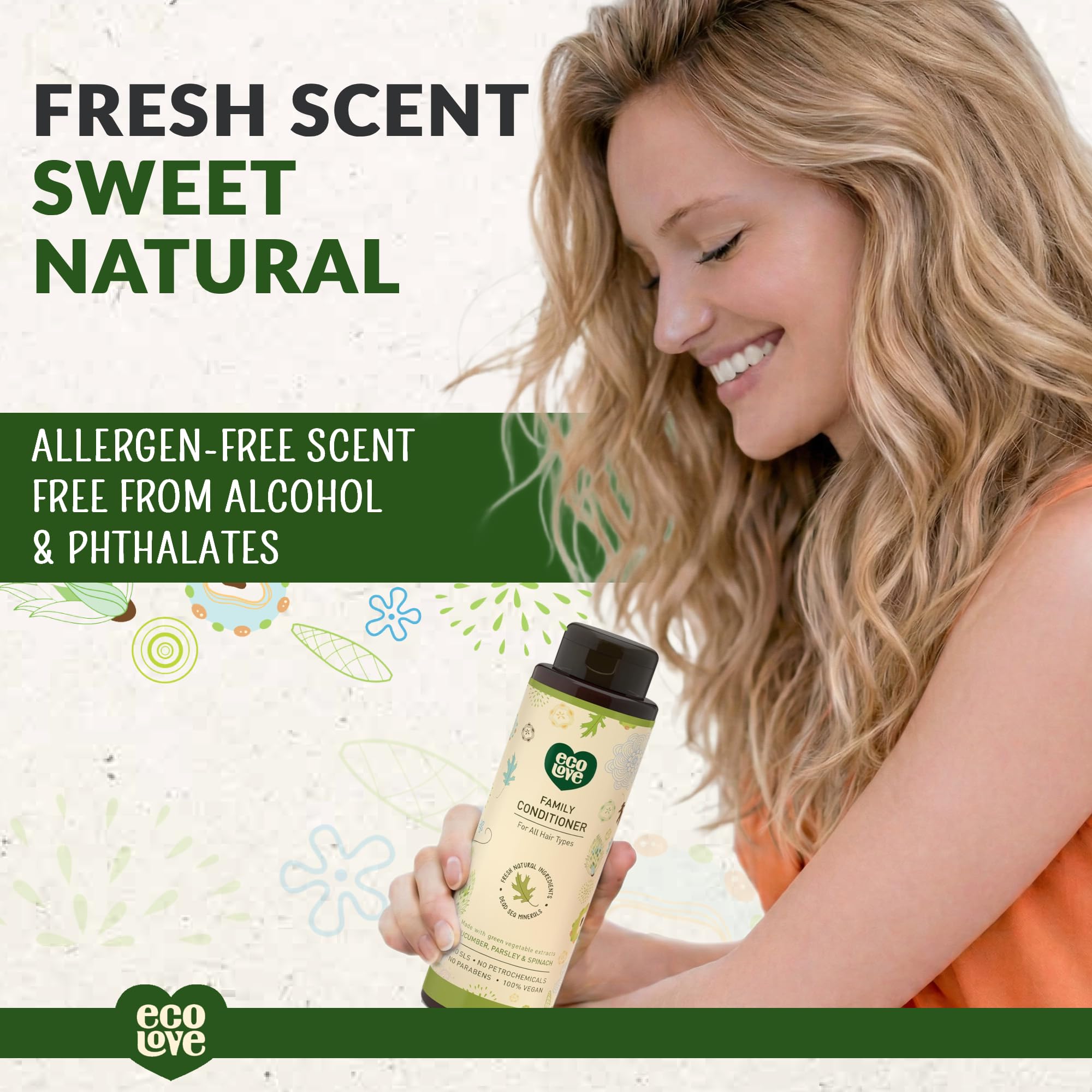 ecoLove product label highlighting organic cucumber extract and nature-derived formula