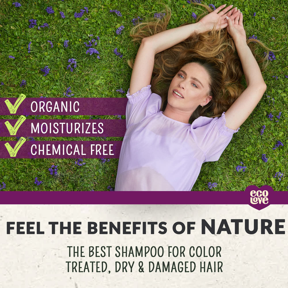 ecoLove label close-up highlighting lavender and organic ingredient benefits