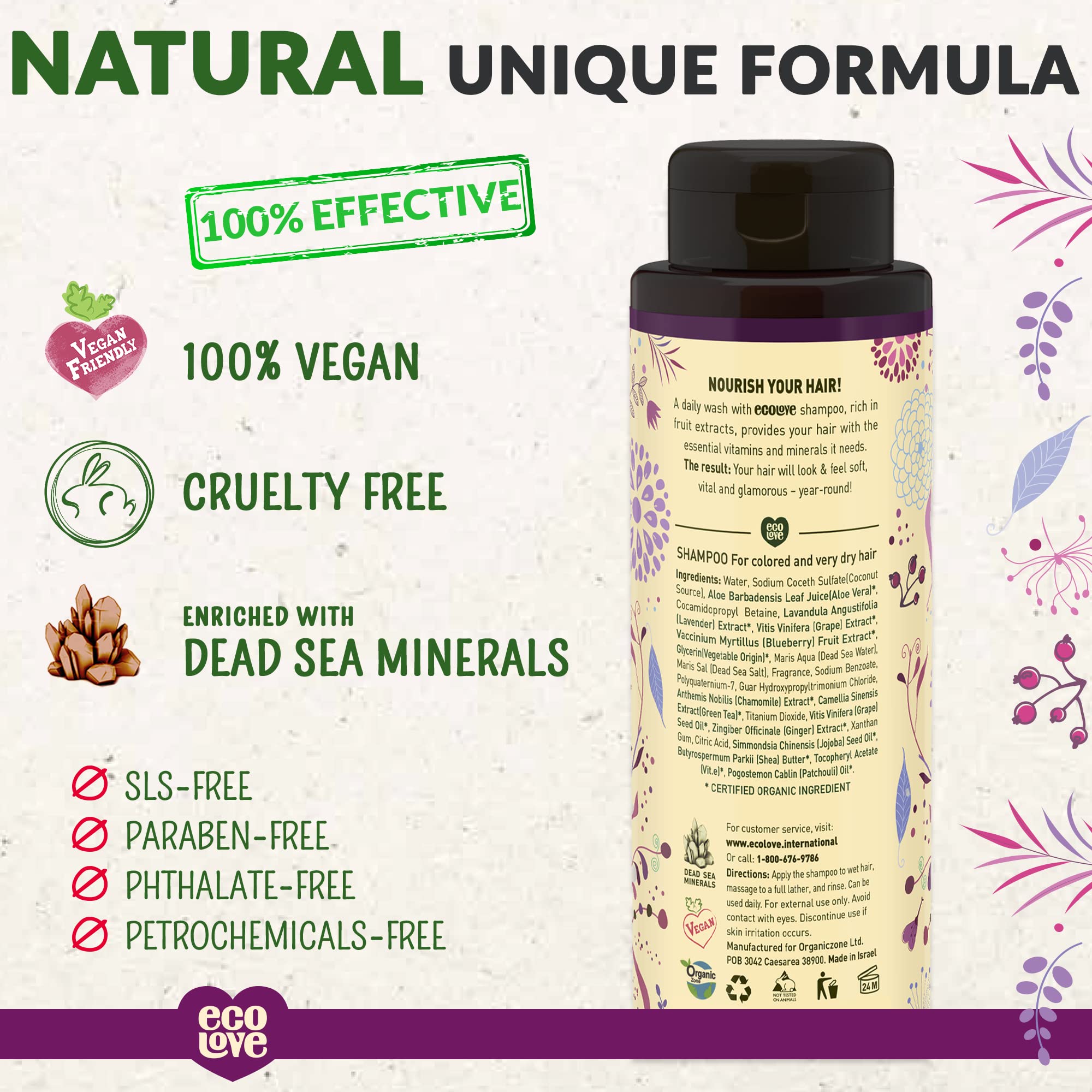 ecoLove pouring shampoo texture showing gentle lather and nourishing feel