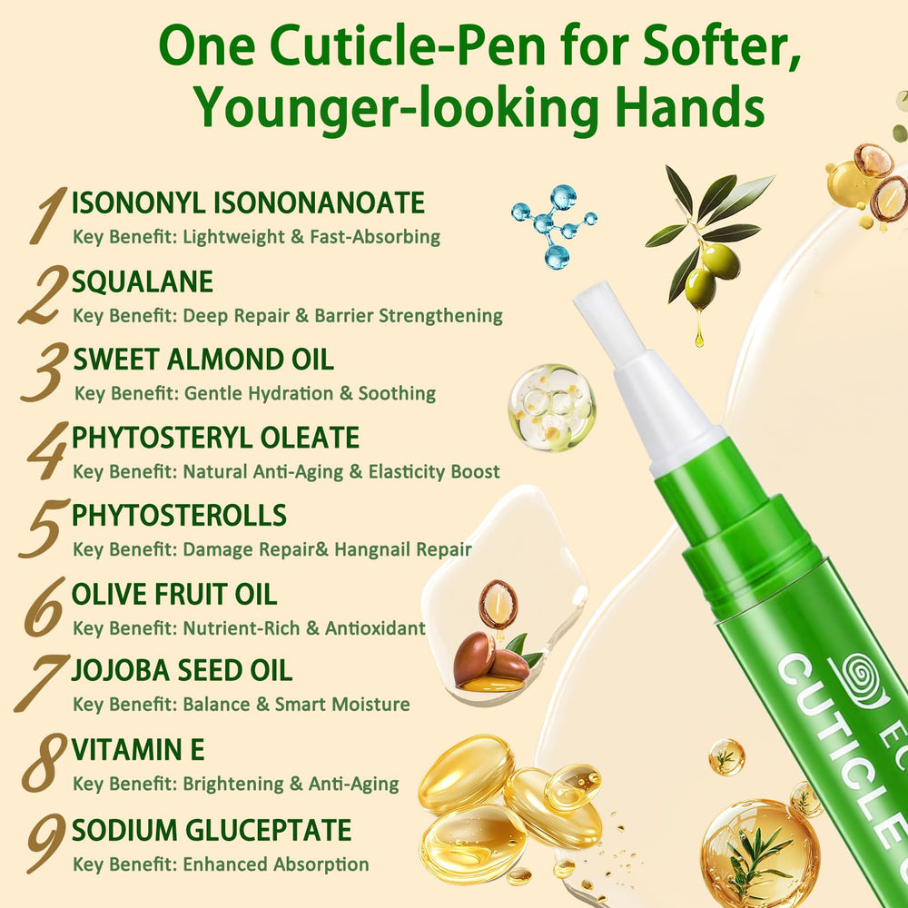 Econail cuticle oil dropper and oil texture showing nourishing formula