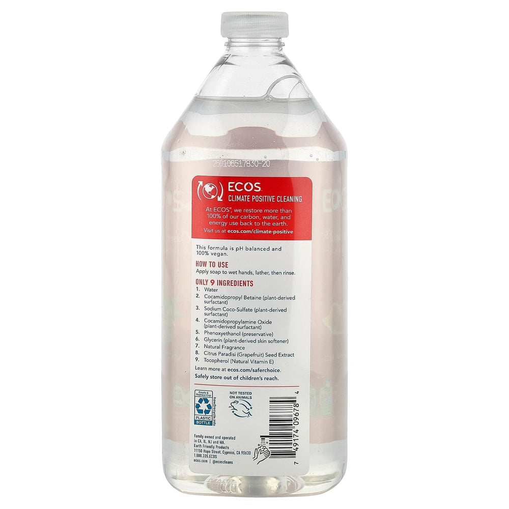 Earth Friendly Products ECOS refill being poured into dispenser for easy refill