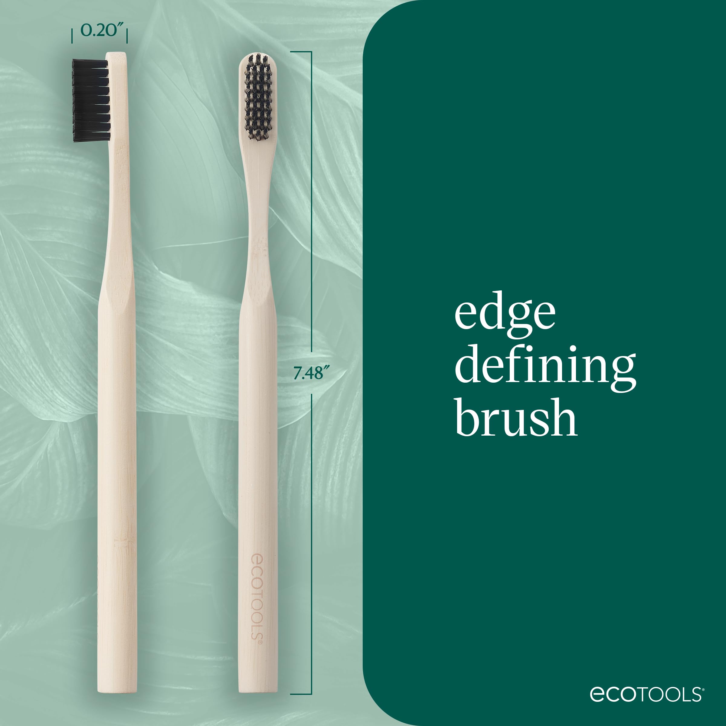 EcoTools brush held in hand to show size and ease of use benefit