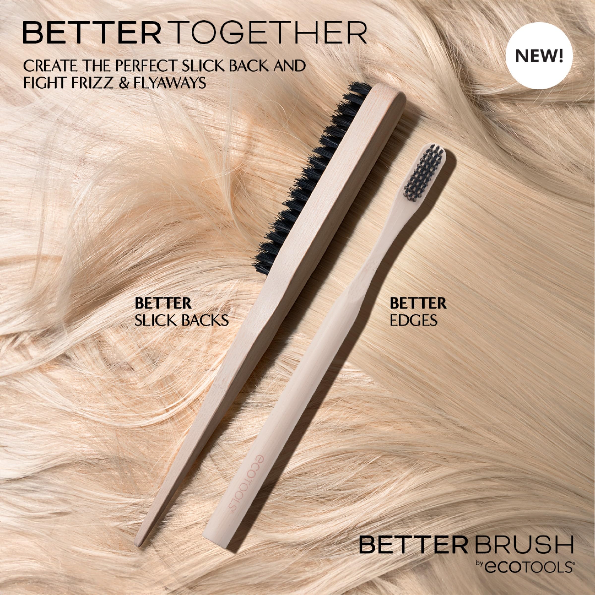 EcoTools brush smoothing baby hairs at hairline for sleek finish