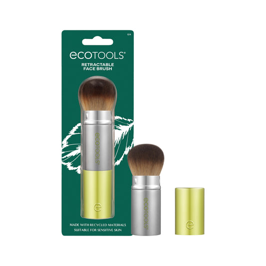 EcoTools brush front with cap showing compact protection and portability