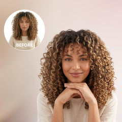 Ecru New York curl cream texture on fingertip showing lightweight feel