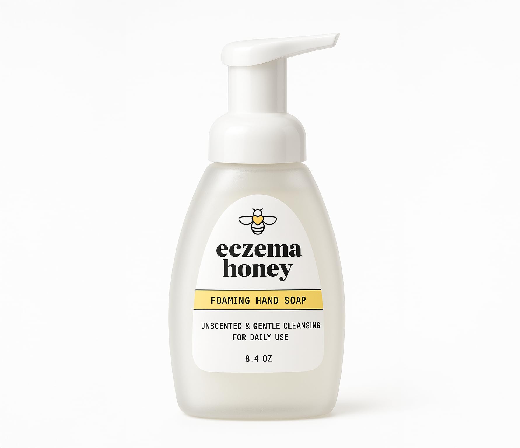 ECZEMA HONEY front bottle showing unscented foaming hand soap and simple packaging benefit