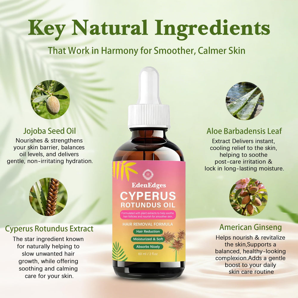 EdenEdges label close-up displaying key botanical ingredients list