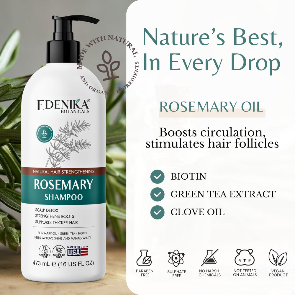 Edenika Botanicals rosemary and clove botanicals staged to show natural ingredient benefits