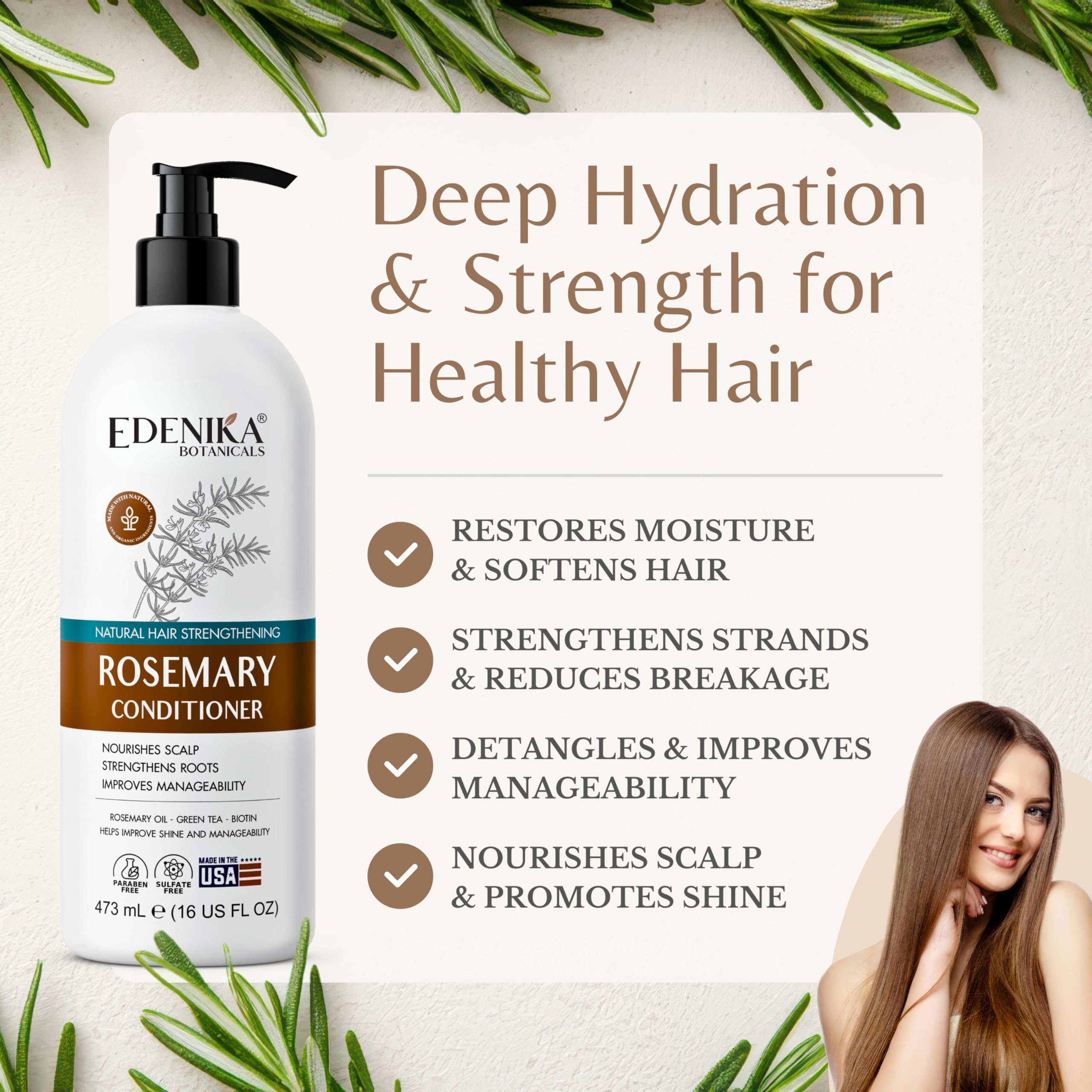 Edenika Botanicals pump dispensing conditioner with smooth texture for easy use