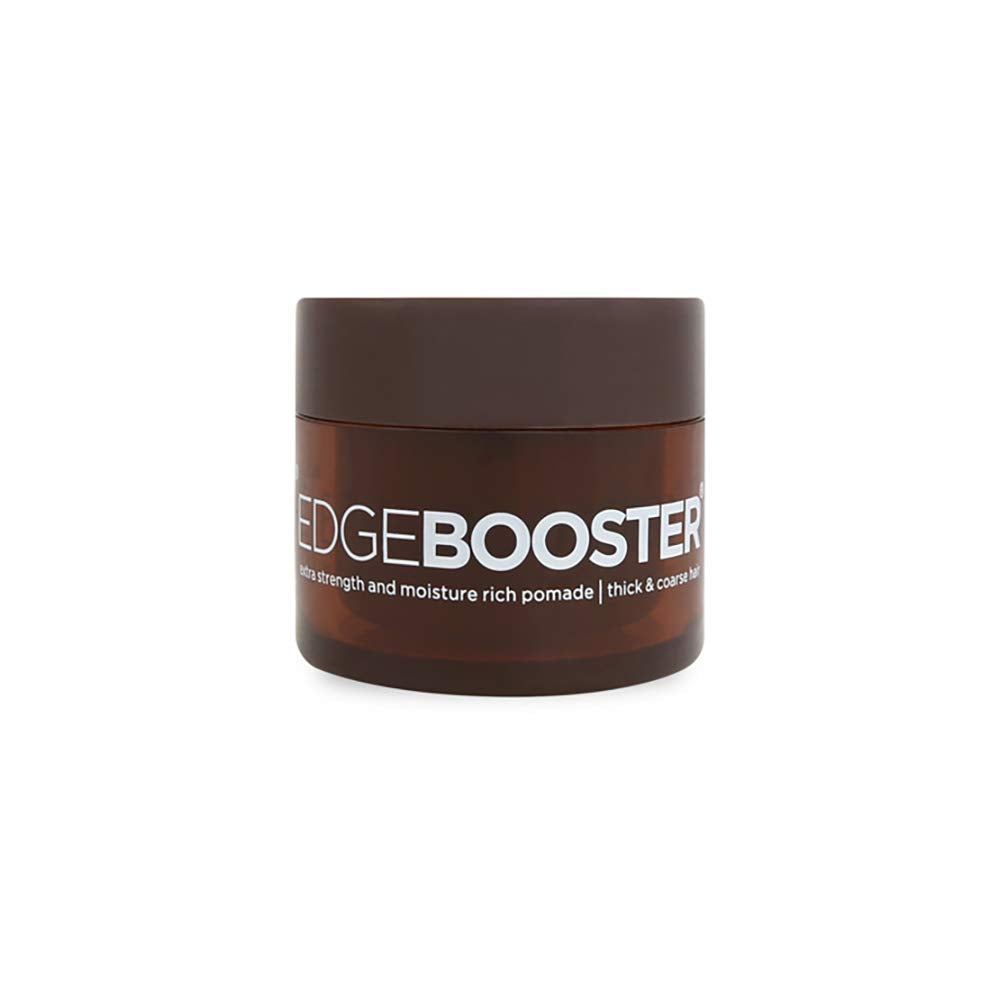 EDGEBOOSTER amber jar front view showing compact travel packaging and maximum hold