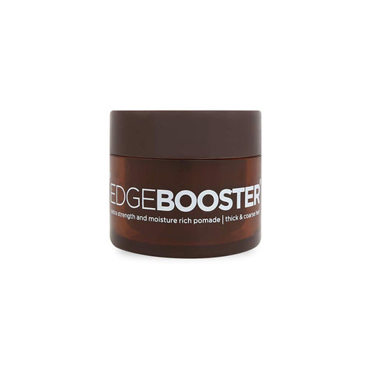 EDGEBOOSTER amber jar front view showing compact travel packaging and maximum hold