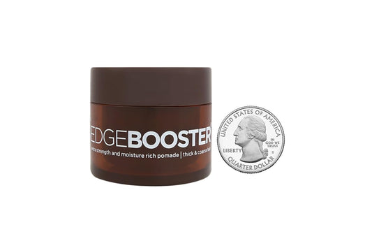 EDGEBOOSTER pomade texture closeup demonstrating silky consistency and moisturizing finish