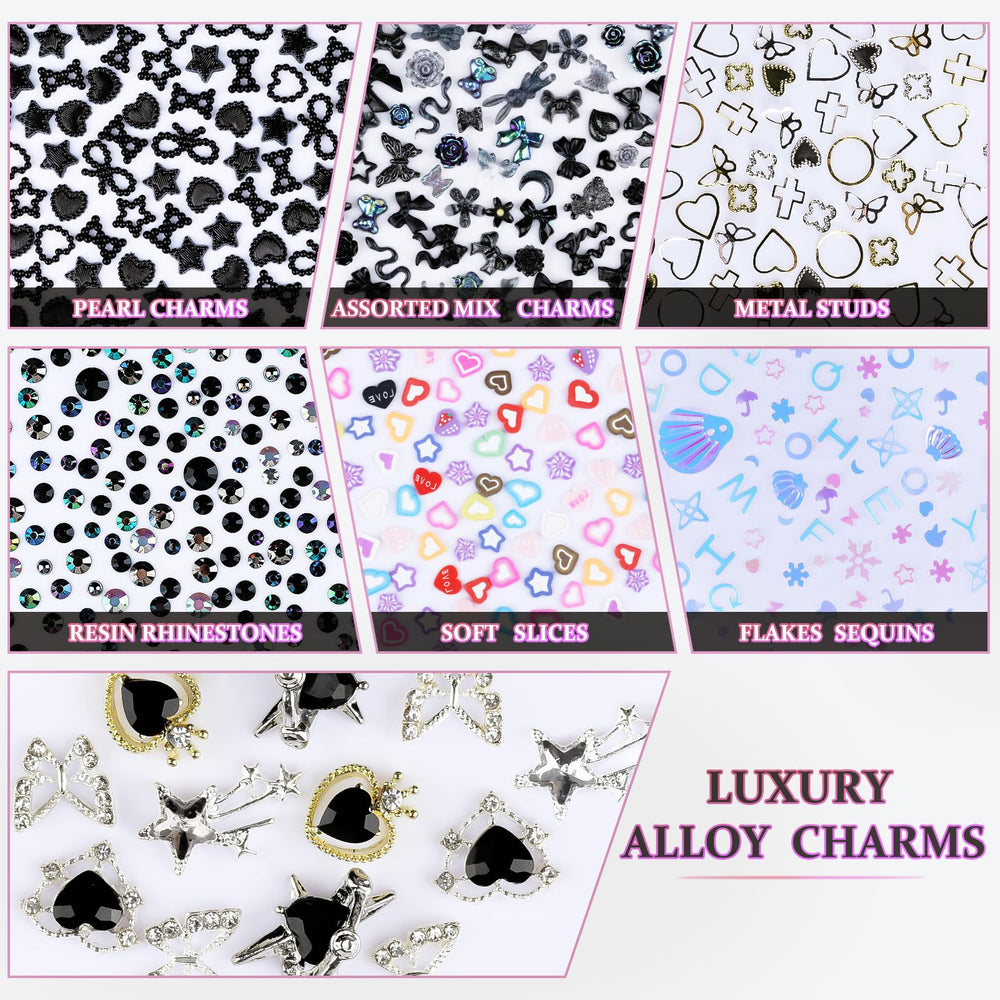 editTime flatback pearls and rhinestones creating luminous nail accents