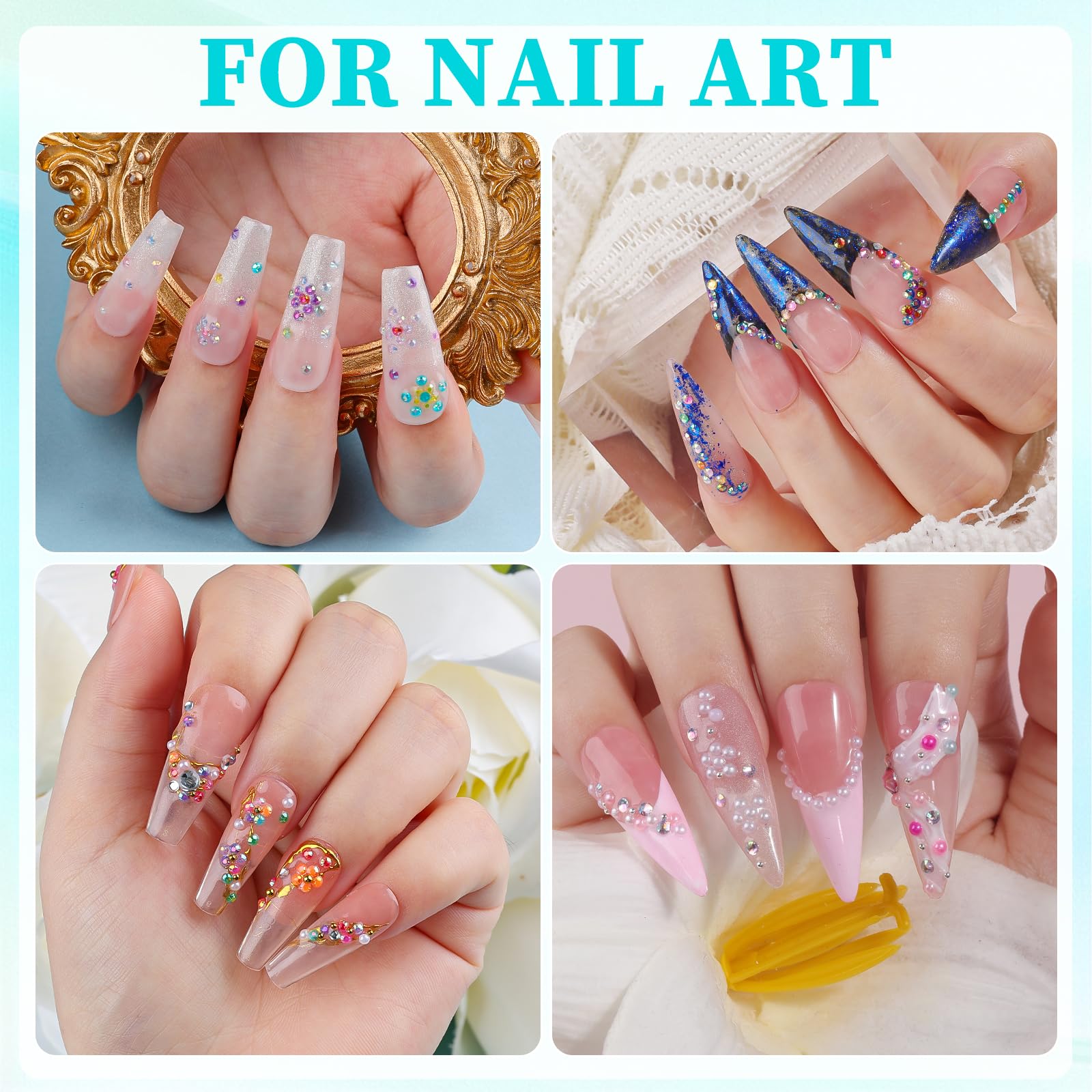 editTime lifestyle manicure shot vibrant nails enhanced with gems