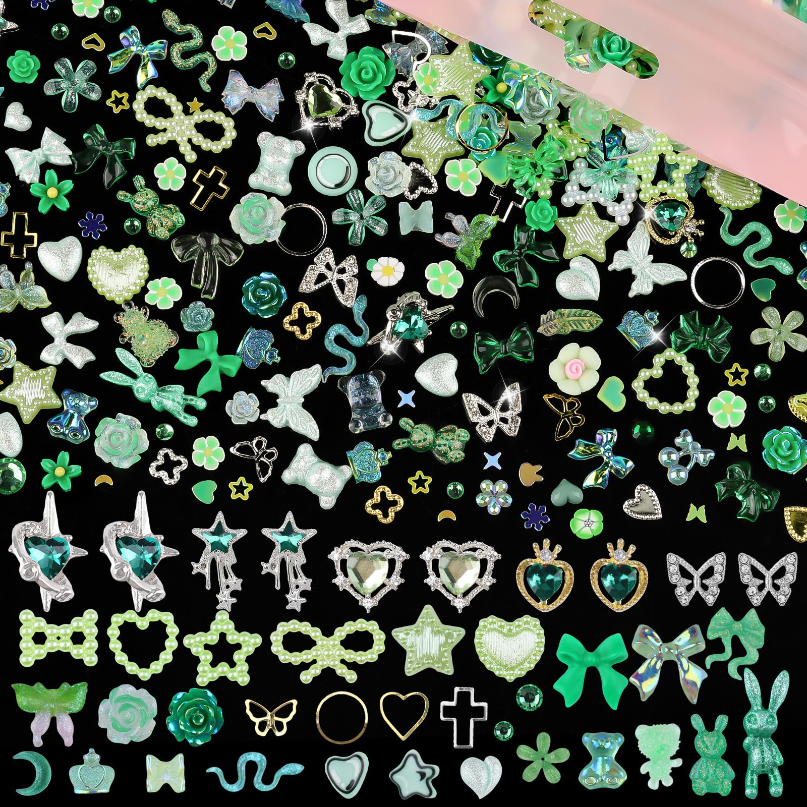 editTime close-up of green resin butterfly charm highlighting lifelike detail and color pop