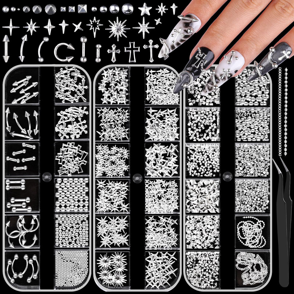editTime open boxes showing organized gothic nail charms and easy access
