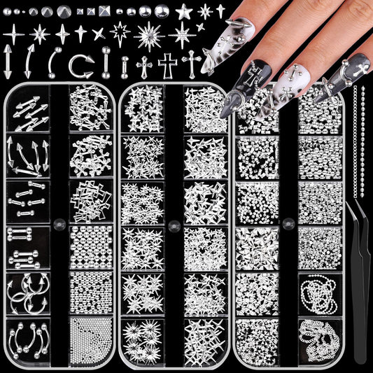 editTime open boxes showing organized gothic nail charms and easy access