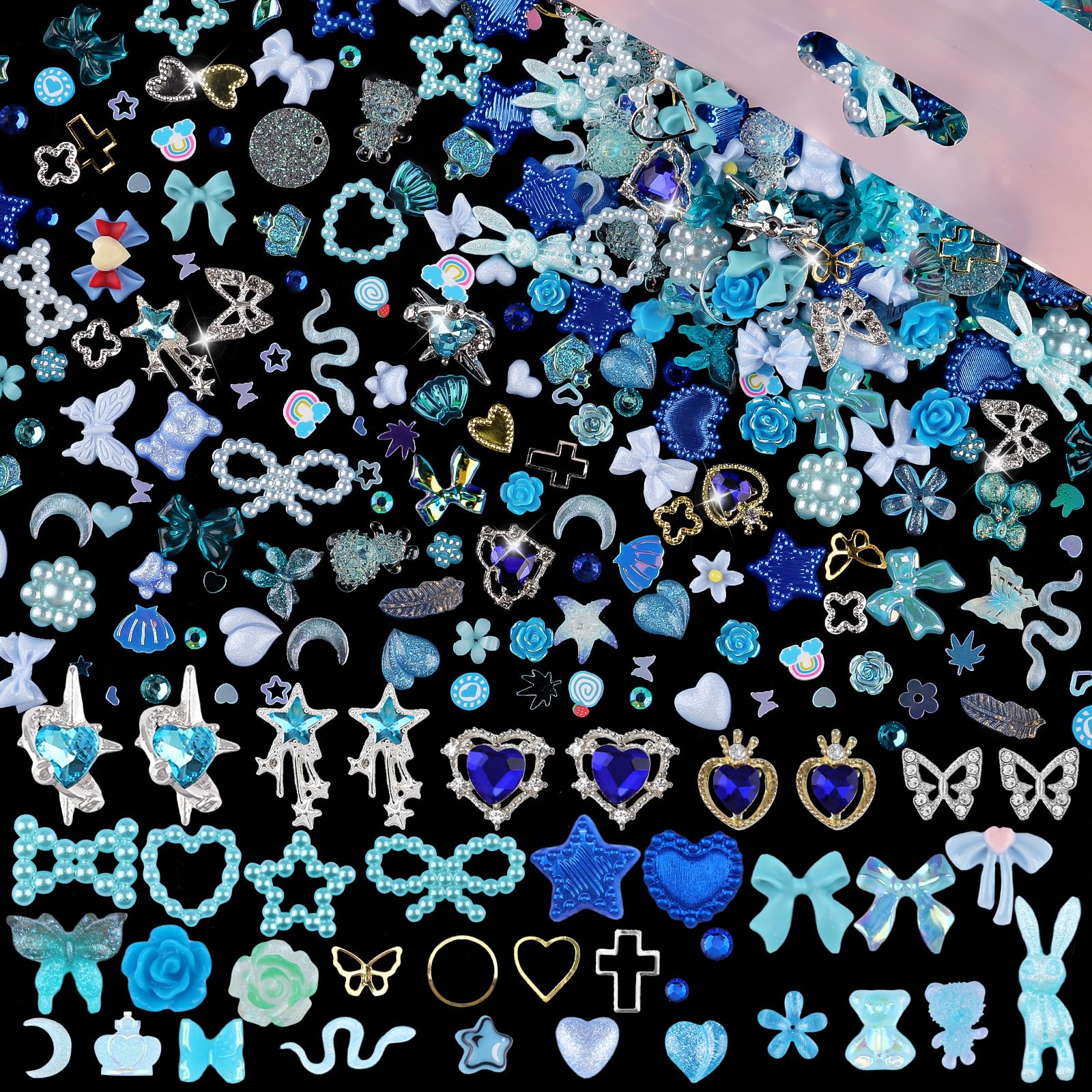 editTime close-up of blue resin butterflies highlighting lifelike detail