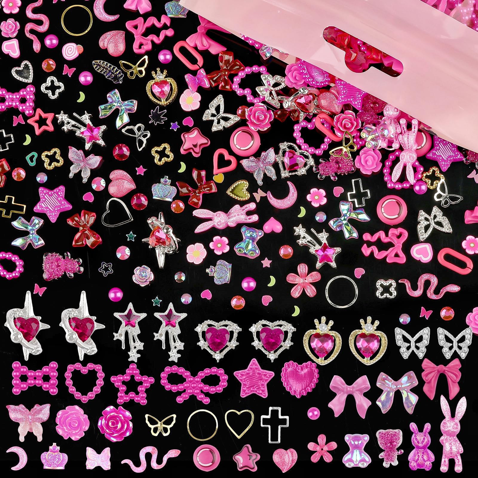 editTime close-up of resin butterfly and flower charms adding colorful dimension