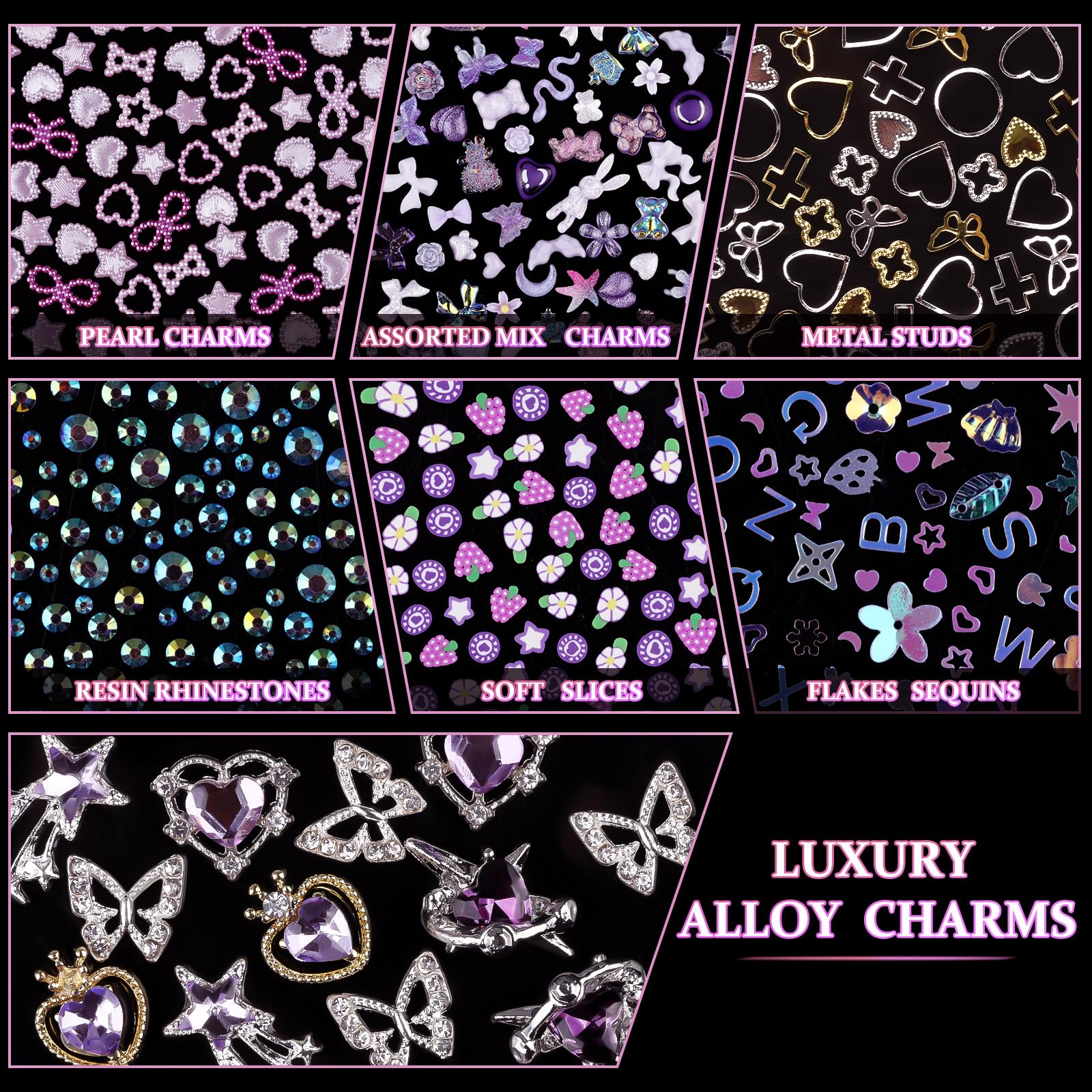 editTime flatback pearls and rhinestones grouped to show layering options
