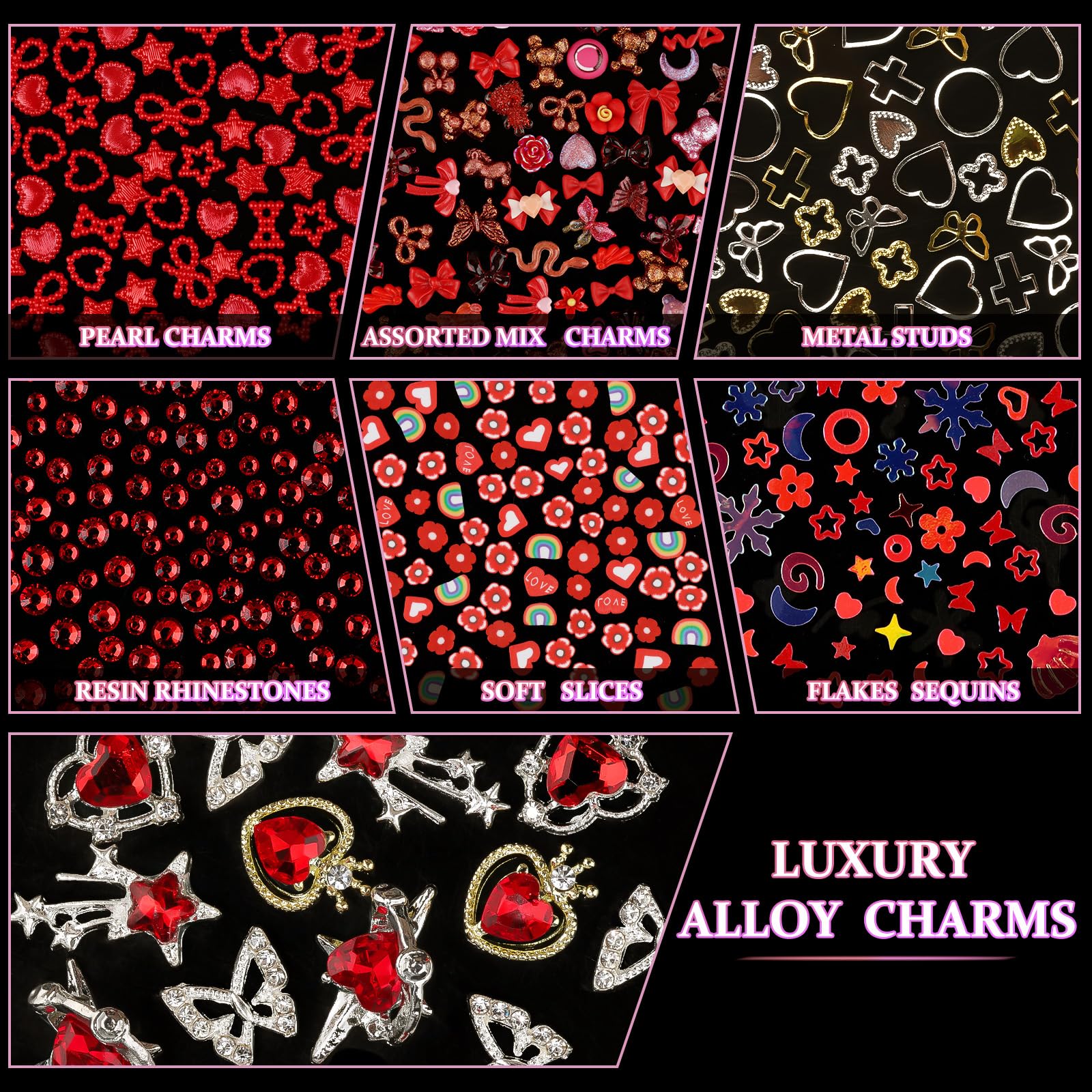 editTime flatback pearls and rhinestones arranged to create layered textural effects