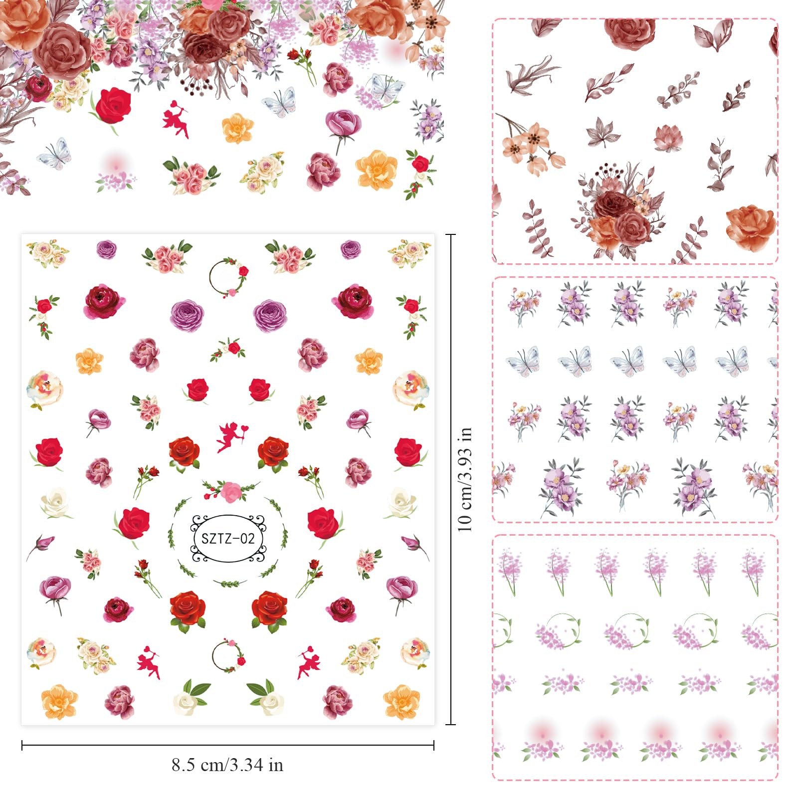 editTime flower sticker sheets convenient pre-cut decorative accents