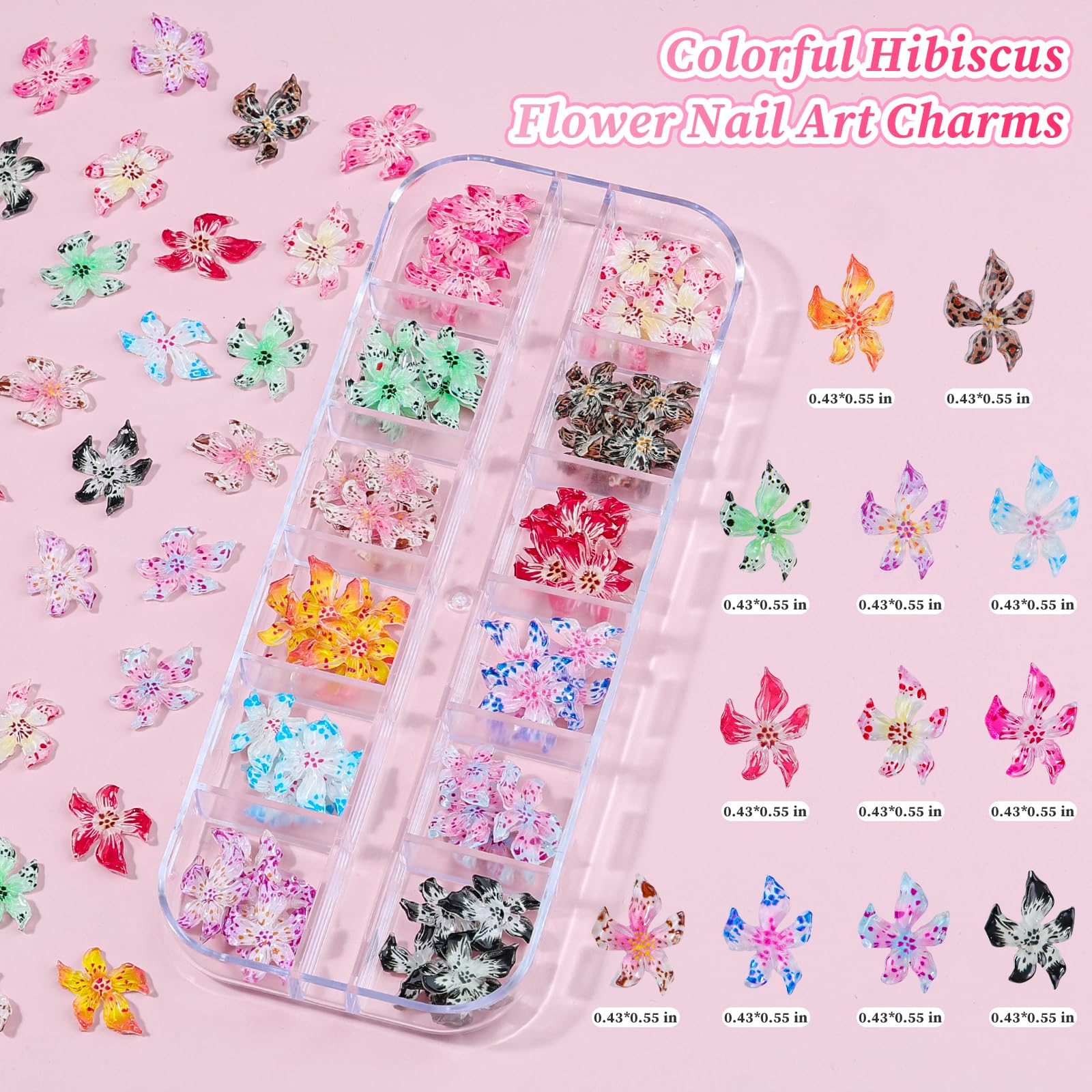 editTime close-up of colorful resin flower charms displaying fine detail