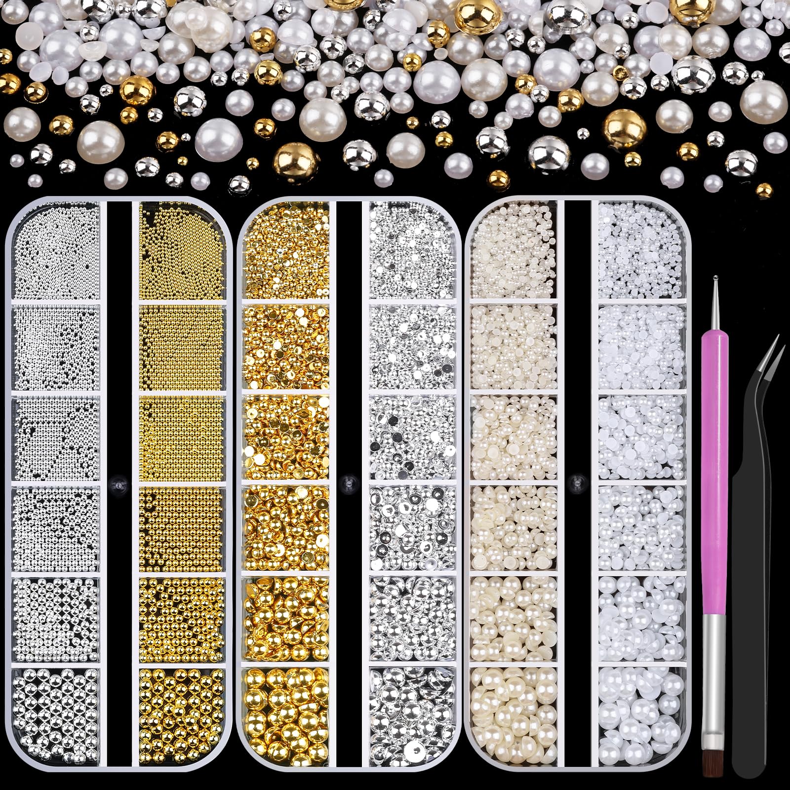editTime front packaging showing beads and pearls, organized for quick access