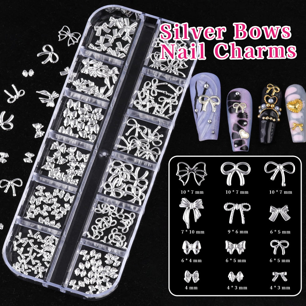 editTime gold bow charms detail adding elegant focal points to nails