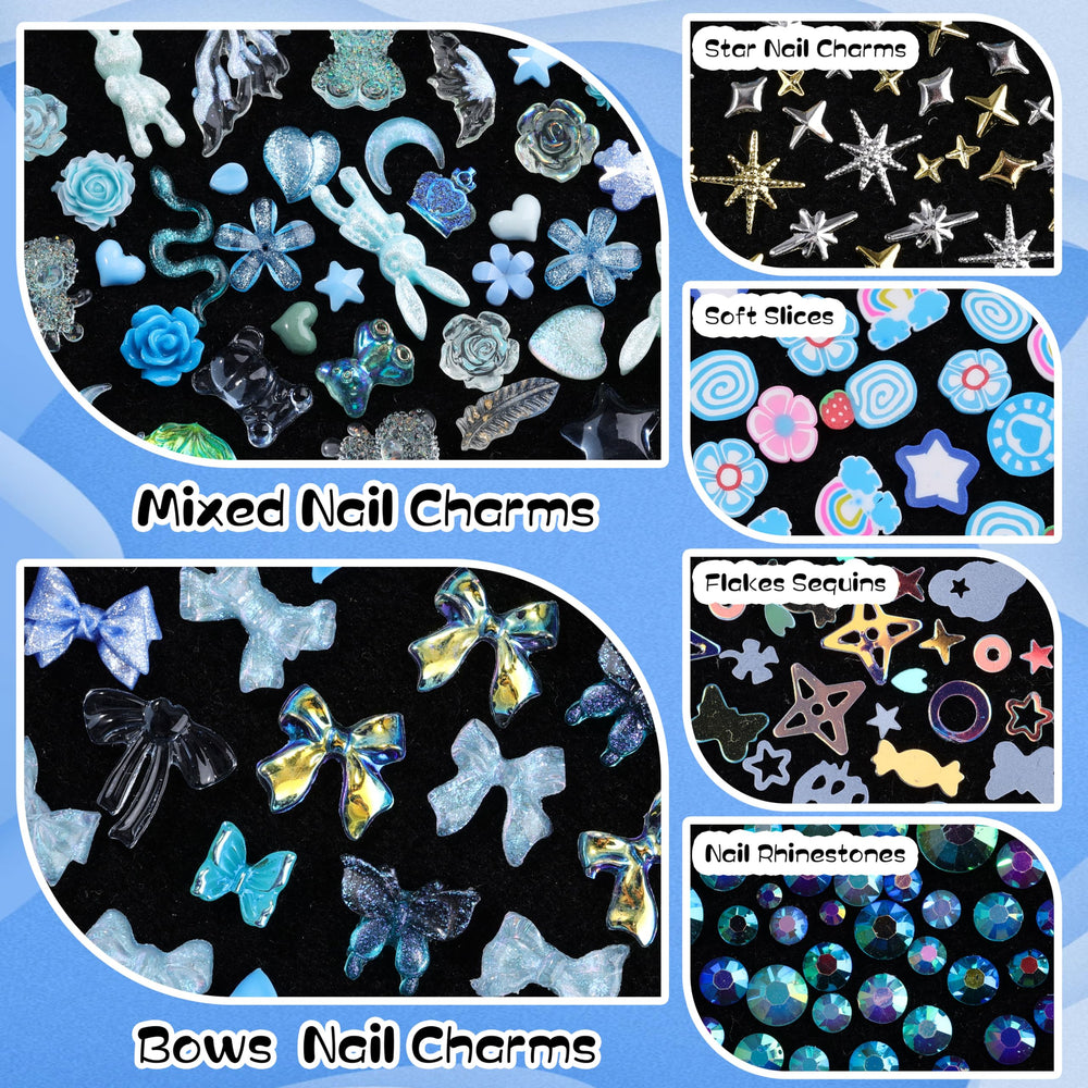 editTime charms applied on acrylic nails demonstrating finished look