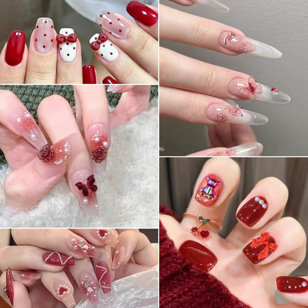 editTime lifestyle shot of beach-ready nails using red-accented charms for summer